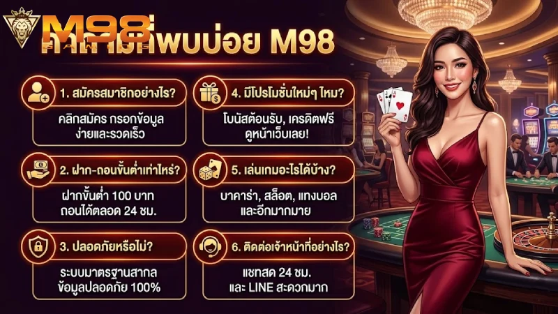 เกี่ยวกับเรา M98 ผู้นำแพลตฟอร์มคาสิโนออนไลน์ระดับพรีเมียมปี 2026