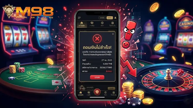 การถอนเงินล้มเหลว M98 แก้ไขอย่างไร สาเหตุและวิธีถอนเงินให้ผ่าน 2026